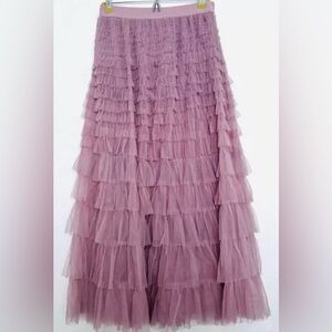 Studio West Lavender/Mauve Tiered Truffle maxi skirt